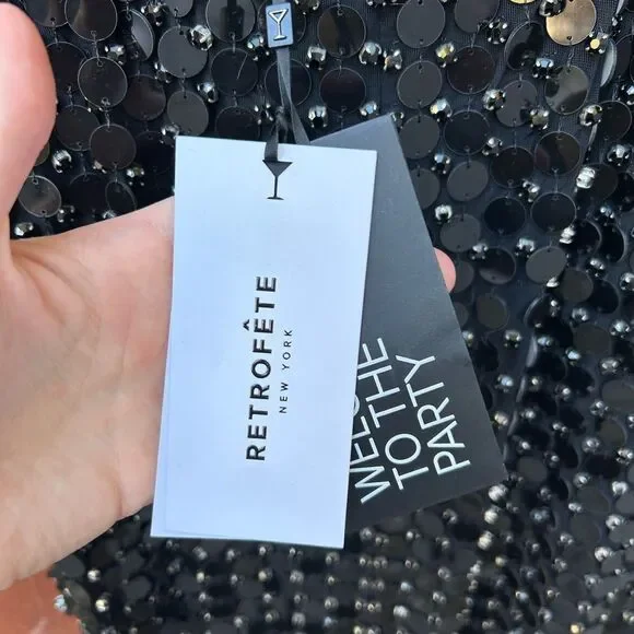 NWT $1,498 RETROFETE PERRI EMBELLISHED Crystal Sequin Sleeveless Maxi Gown M - Picture 9 of 11